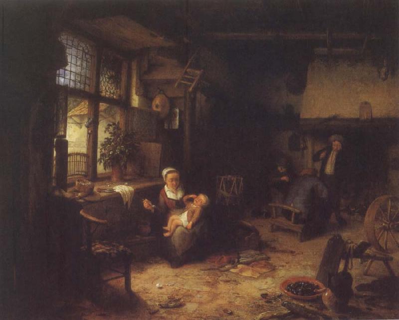 Adriaen van ostade Interior with Peasants oil painting image